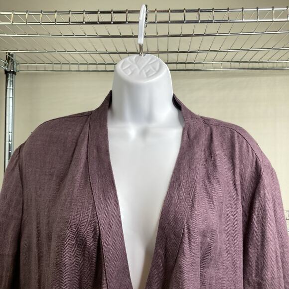 Coldwater Creek Women's Plum Linen Open Front Cardigan Size XL Lagenlook Flowy - Picture 8 of 12